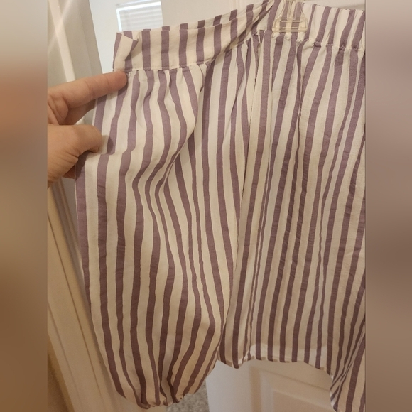 Express Off the Shoulder Purple Striped Balloon Sleeve Blouse S Petite - Picture 5 of 7